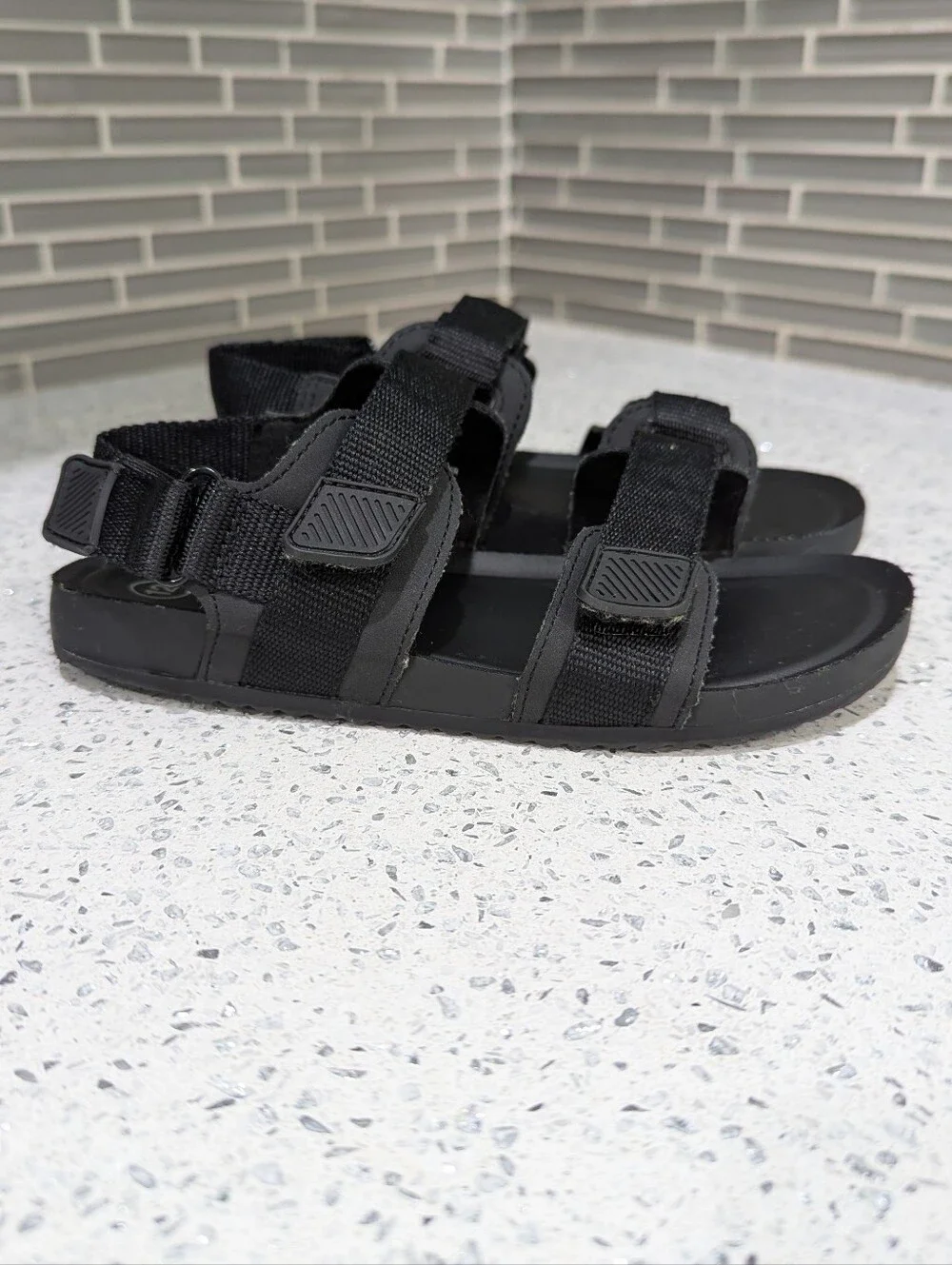 Cat & Jack Kids Black Casual Adjustable Velcro Sandal Toddler Little Boy Size 12